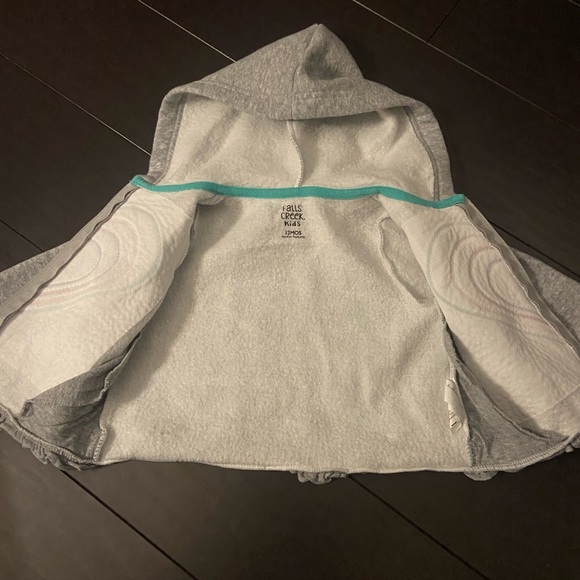 Falls Creek Kids gray with blue & pink heart zip up sweatshirt hoodie 12M NWOT - Picture 2 of 4